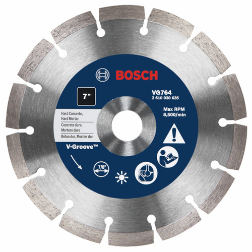 Bosch VG764 7 In. Segmented Rim V-Groove Diamond Blade for Hard Material