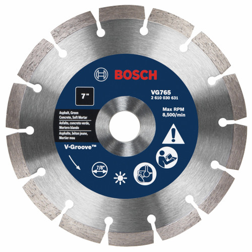 Bosch VG765 7 In. Segmented Rim V-Groove Diamond Blade for Soft Material