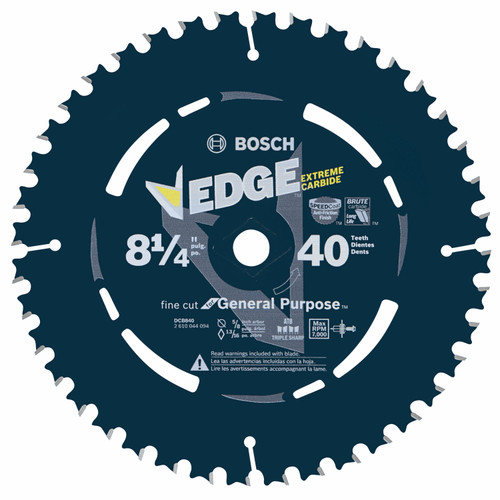 Bosch DCB840 8-1/4 In. 40 Tooth Edge Circular Saw Blade for Fine Finish