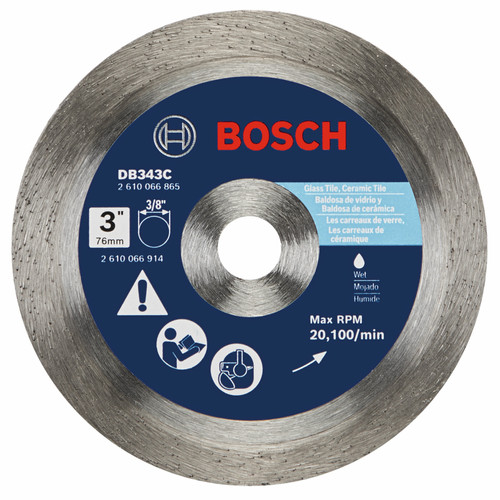 Bosch DB343C 3 In. Premium Continuous Rim Diamond Blade for Clean Cuts