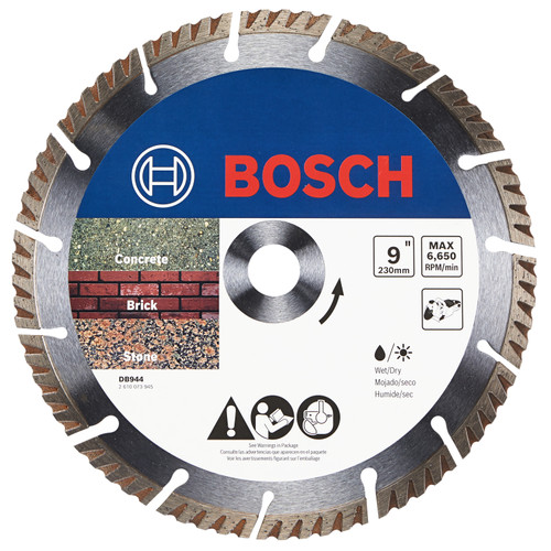 Bosch DB944 9 In. Premium Turbo Segmented Rim Diamond Wheel for Precise Cuts