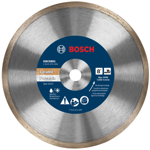 Bosch DBC0801 8 In. Continuous Rim Diamond Wheel for Precise Cuts