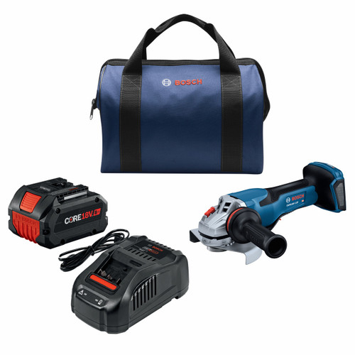 Bosch GWS18V-13PB14 PROFACTOR 18V 5  6 In. Angle Grinder with No Lock-On Paddle Switch with (1) CORE18V 8 Ah High Power Battery