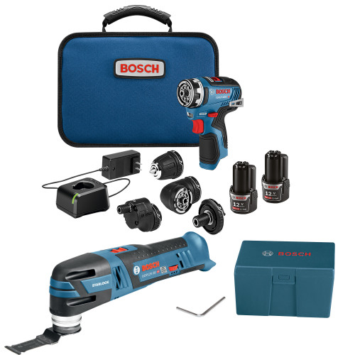Bosch GXL12V-270B22 12V Max 2-Tool Combo Kit with Chameleon Drill/Driver Featuring 5-In-1 Flexiclick System and Starlock Oscillating Multi-Tool