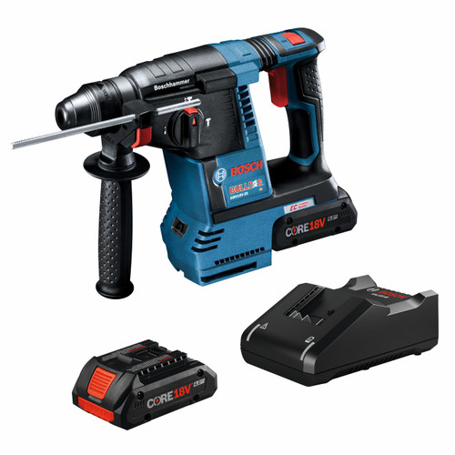 Bosch GBH18V-26K25 18V Brushless SDS-plus Bulldog 1 In. Rotary Hammer Kit with (2) CORE18V 4.0 Ah Compact Batteries