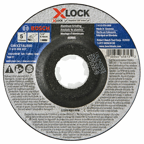 Bosch GWX27AL500 5 In. x 1/4 In. X-LOCK Arbor Type 27 24 Grit Metal Grinding Abrasive Wheel