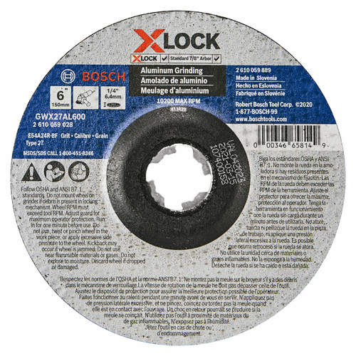 Bosch GWX27AL600 6 In. x 1/4 In. X-LOCK Arbor Type 27 24 Grit Metal Grinding Abrasive Wheel