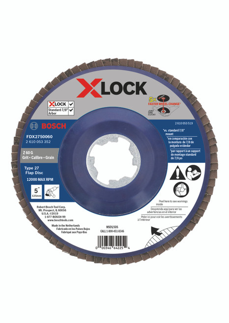Bosch FDX2750060 5 In. X-LOCK Arbor Type 27 60 Grit Flap Disc