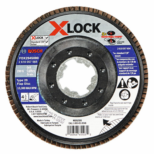 Bosch FDX2945080 4-1/2 In. X-LOCK Arbor Type 29 80 Grit Flap Disc