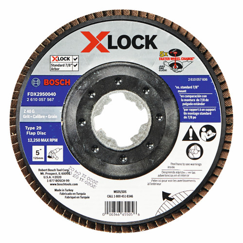 Bosch FDX2950040 5 In. X-LOCK Arbor Type 29 40 Grit Flap Disc