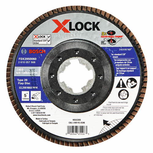 Bosch FDX2950060 5 In. X-LOCK Arbor Type 29 60 Grit Flap Disc