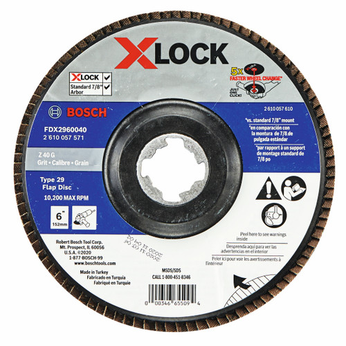 Bosch FDX2960040 6 In. X-LOCK Arbor Type 29 40 Grit Flap Disc