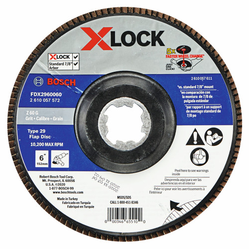 Bosch FDX2960060 6 In. X-LOCK Arbor Type 29 60 Grit Flap Disc