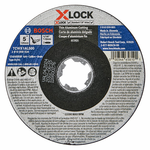 Bosch TCWX1AL500 5 In. x 1/16 In. X-LOCK Arbor Type 1A (ISO 41) 46 Grit Metal Cutting Abrasive Wheel