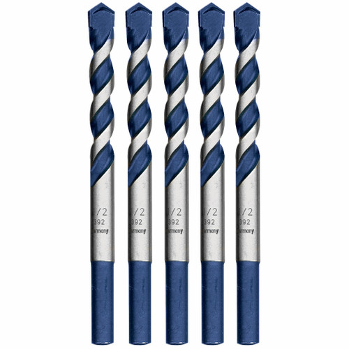 Bosch HCBG1605 5 Pieces 1/2 In. x 6 In. BlueGranite Carbide Hammer Drill Bit