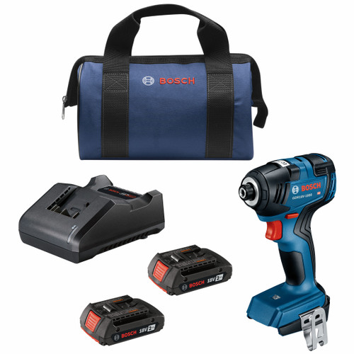 Bosch GDR18V-1800B22 18V Brushless 1/4 In. Hex Impact Driver Kit with (2) 2.0 Ah SlimPack Batteries