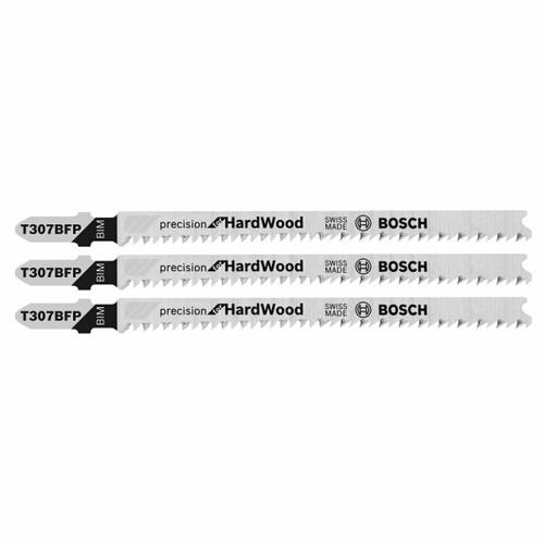 Bosch T307BFP 3 pc. 4-1/2 In. 12 TPI Precision for Hardwood T-Shank Jig Saw Blades
