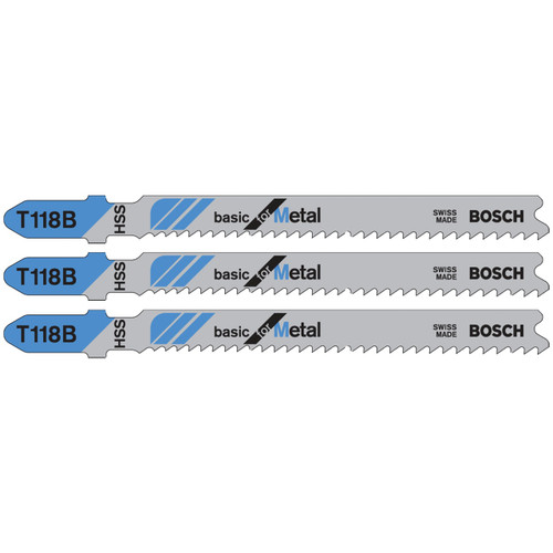 Bosch T118B3 3 pc. 3-5/8 In. 11-14 TPI Basic for Metal T-Shank Jig Saw Blades