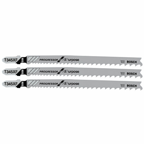 Bosch T345XF3 3 pc. 5-1/4 In. 5-10P TPI Progressor for Wood with Nails T-Shank Jig Saw Blades