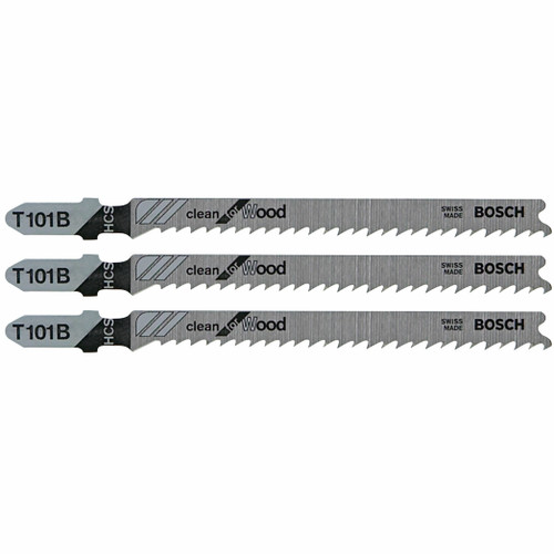 Bosch T101B3 3 pc. 4 In. 10V TPI Clean for Wood T-Shank Jig Saw Blades