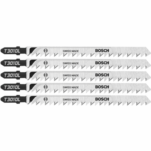Bosch T301DL 5 pc. 5-1/4 In. 6 TPI Clean for Wood T-Shank Jig Saw Blades