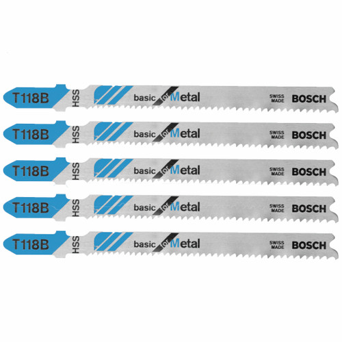 Bosch T118B 5 pc. 3-5/8 In. 11-14 TPI Basic for Metal T-Shank Jig Saw Blades