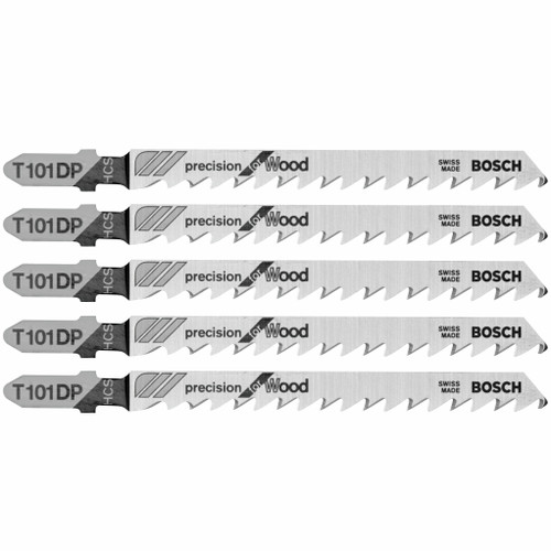 Bosch T101DP 5 pc. 4 In. 6 TPI Precision for Wood T-Shank Jig Saw Blades