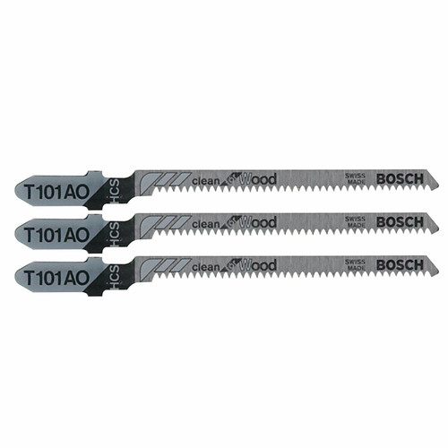 Bosch T101AO3 3 pc. 3-1/4 In. 20 TPI Clean for Wood T-Shank Jig Saw Blades
