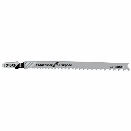 Bosch T345XF100 100 pc. 5-1/4 In. 5-10P TPI Progressor for Wood with Nails T-Shank Jig Saw Blades