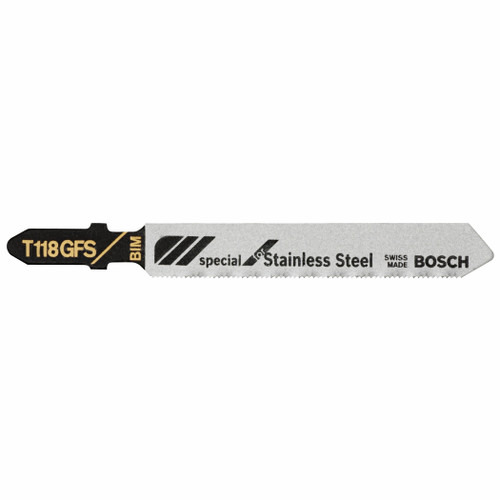 Bosch T118GFS 5 pc. 3-1/4 In. 36 TPI Basic for Stainless Steel T-Shank Jig Saw Blades