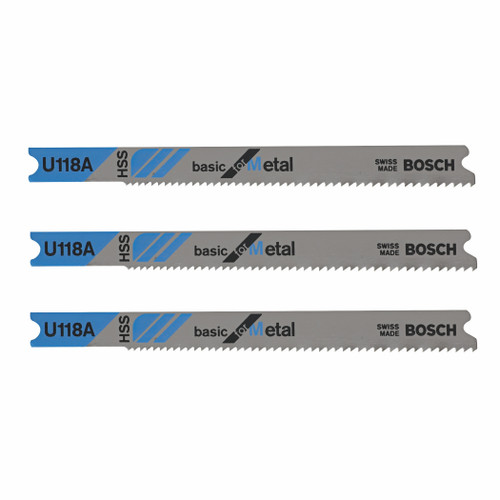 Bosch U118A3 3 pc. 3-1/8 In. 17-24P TPI Basic Metal Cutting U-shank Jig Saw Blades