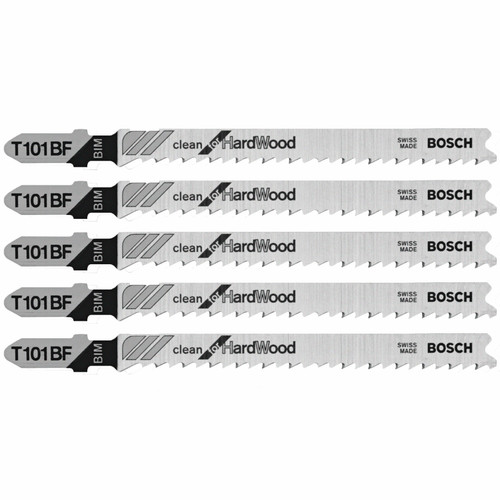 Bosch T101BF 5 pc. 4 In. 10 TPI Variable Pitch Clean for Hardwood T-Shank Jig Saw Blades