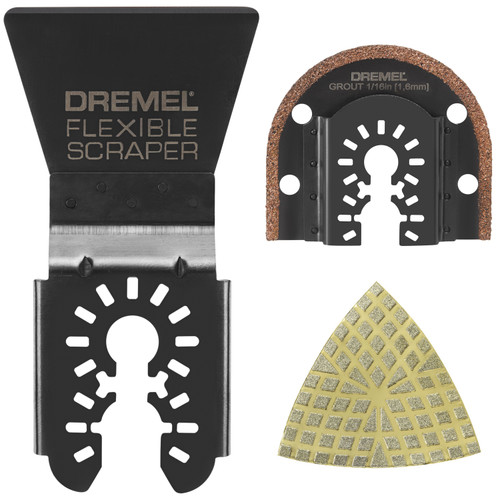 Dremel MM515U Tile Set Including a Mix of Grout Blade, Flexible Scraper and Diamond Paper Oscillating Accessories (3 Pieces)
