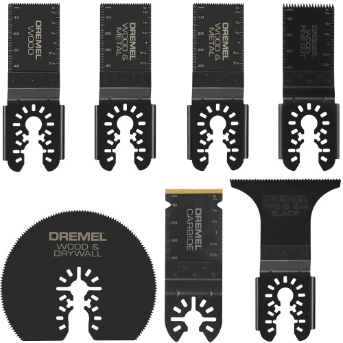 Dremel MM497U Cutting Set Including A Mix of Drywall, Wood, General Purpose, and Carbide Universal Dual Interface Oscillating Blades (7 Pieces)