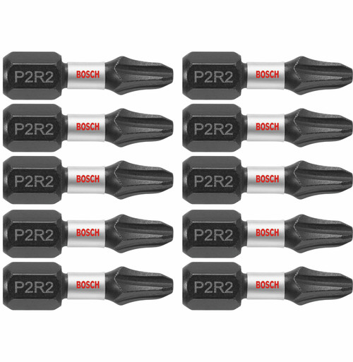 Bosch ITP2R21B 10 pc. Impact Tough 1 In. Phillips/Square #2 Insert Bits (Bulk Pack)
