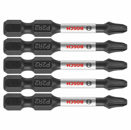 Bosch ITP2R2205 5 pc. Impact Tough 2 In. Phillips/Square #2 Power Bits