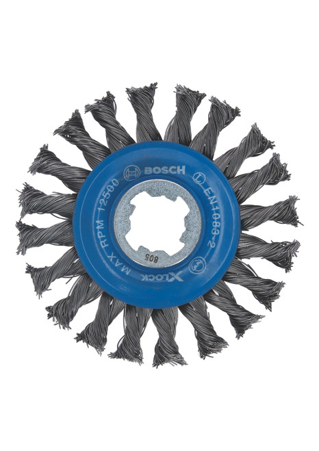 Bosch WBX428 4-1/2 In. Wheel Dia. X-LOCK Arbor Carbon Steel Full Cable Knotted Wire Wheel
