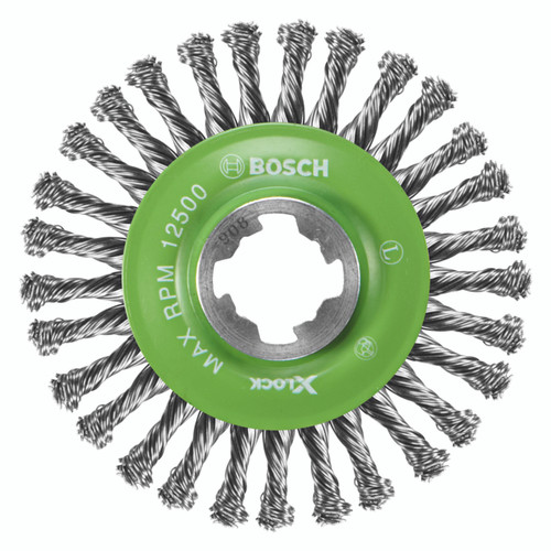 Bosch WBX409 4-1/2 In. Wheel Dia. X-LOCK Arbor Stainless Steel Stringer Bead Knotted Wire Wheel