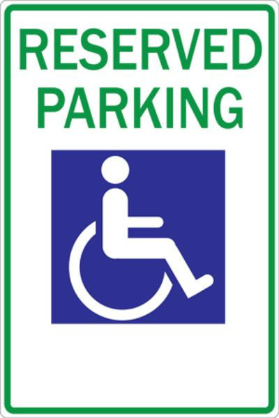 Zing 2366 Handicap Parking Sign, Reserved Parking, HIP, 12 x 18, Alum
