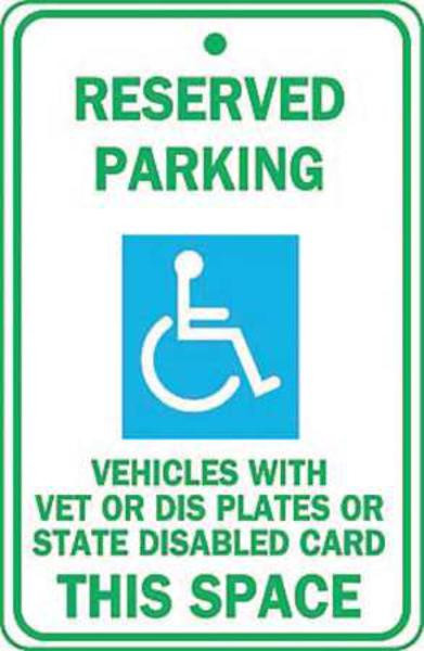 Zing 2386 Parking Sign, Reserved Parking This Space w/Wheel Chair, HIP, 12x18, Alum