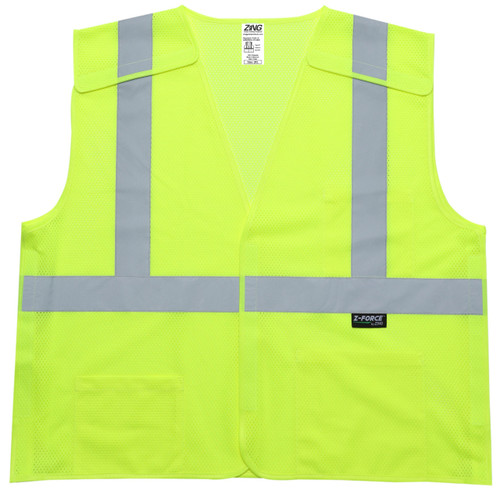 Zing V-220 LE 2XL Hi-Vis Class 2 Mesh Breakaway Safety Vest, Hook and Loop, With 3 Pockets, Lime, Size 2XL