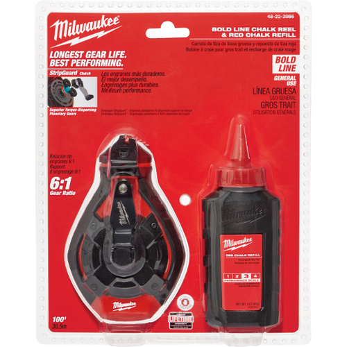 Milwaukee 48-22-3986 100 Ft. Bold Line Chalk Reel - Red Chalk