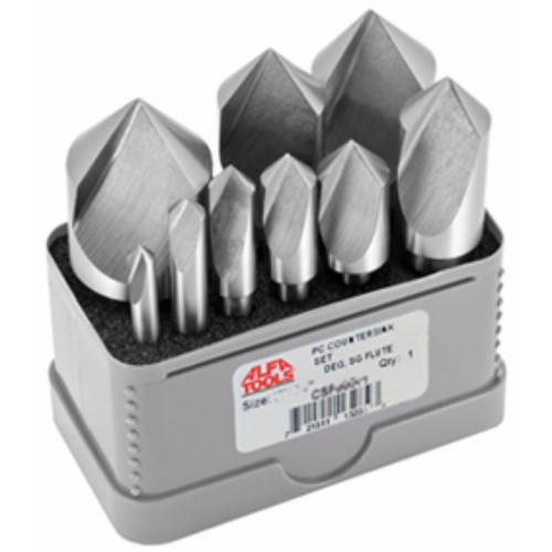 Alfa Tools 9PC SET 90DG SG FLUTE COUNTERSINK 3/16-1"