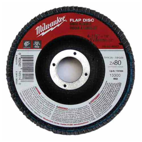 Milwaukee I FLAP DISC 4-1/2 X 7/8 36 GRIT Milwaukee I FLAP DISC 4-1/2 X 7/8 36 GRIT