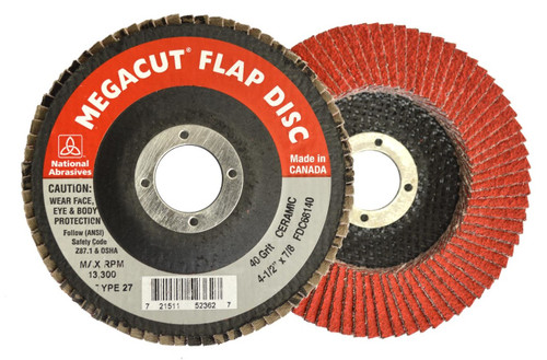 Alfa Tools 4-1/2" X 5/8-11 40 GRIT T29 CERAMIC FLAP DISC W/NUT