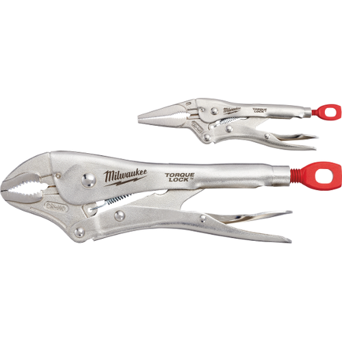 Milwaukee 48-22-3602 2 Pc. 10" CURVED JAW & 6" LONG NOSE TORQUE LOCK LOCKING PLIERS SET