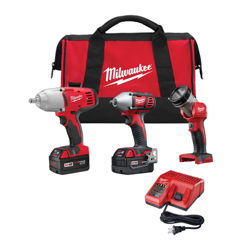 Milwaukee I M18  COMBO 3/8 IMP WR/1/2 IMP WR/LGT/CHGR/2 BAT