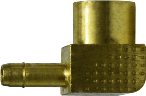 Midland Metal 21133 90 deg Elbow, 1/4 in Hose Barbed x 1/8 in FPT, Brass