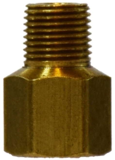 Midland Metal 16123 Adapter, 3/8 in Threaded Sleeve x 1/4 in MIP, Brass