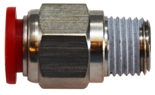 Midland Metal 20633 Straight Adapter, 6 mm Push-In x 1/4 in Male BSPT, Composite, Nickel-Plated